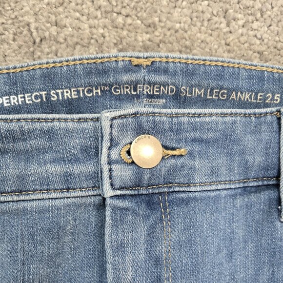 Chico's Perfect Stretch Girlfriend Slim Leg Ankle Jeans Medium Wash Capsule - Picture 7 of 9